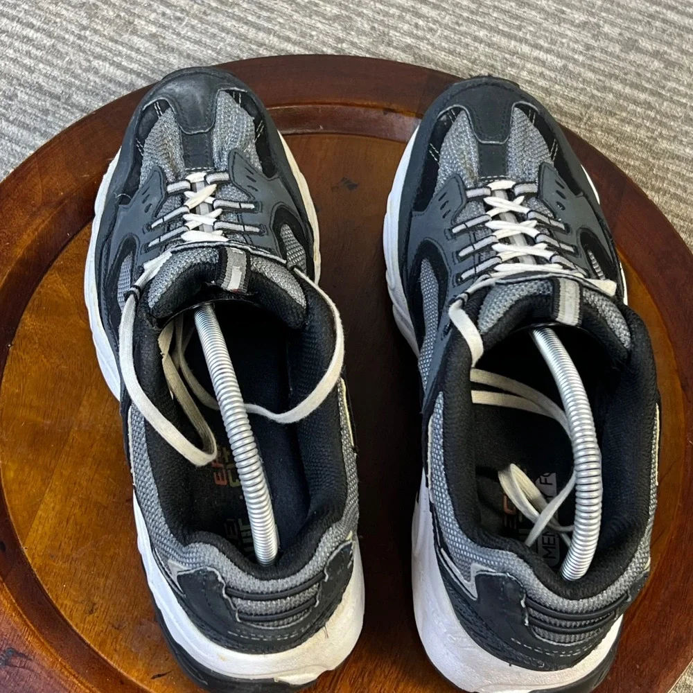 Skechers Sport Mens 9 Navy Black Leather Mesh Memory Foam Sneakers 51286EW